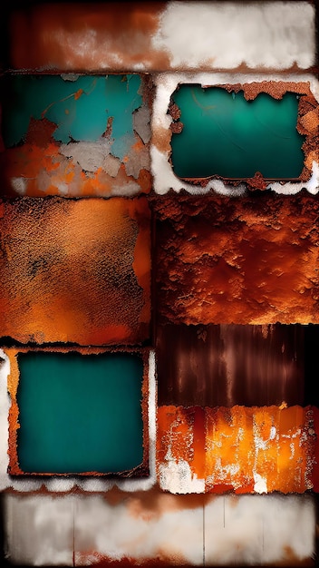 Un fondo colorido con cuadrados oxidados