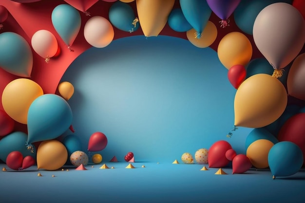 Fondo colorido de cumpleaños con globos y lugar para texto Ilustración AI Generativo