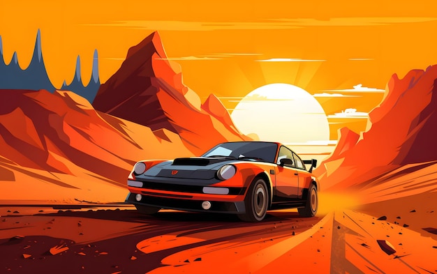 Fondo colorido de los deportes del coche de carrera del rally de la ilustración