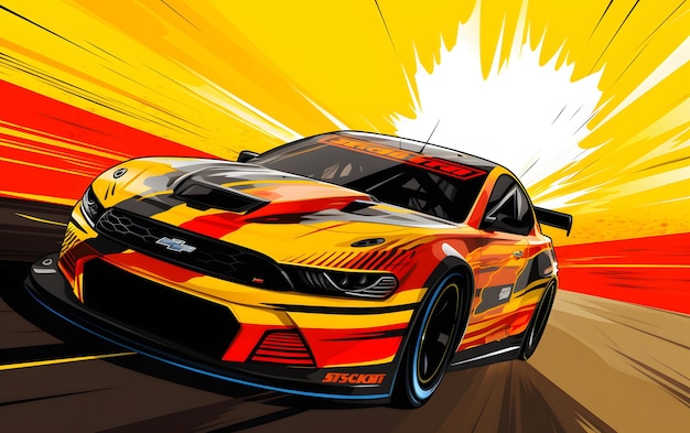 Fondo colorido de los deportes del coche de carreras de Nascar de la ilustración