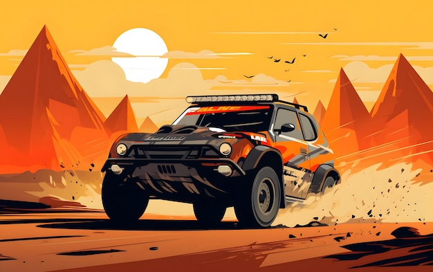 Fondo colorido de los deportes del rallye dakar de la ilustración