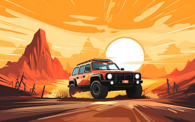 Fondo colorido de los deportes del rallye dakar de la ilustración