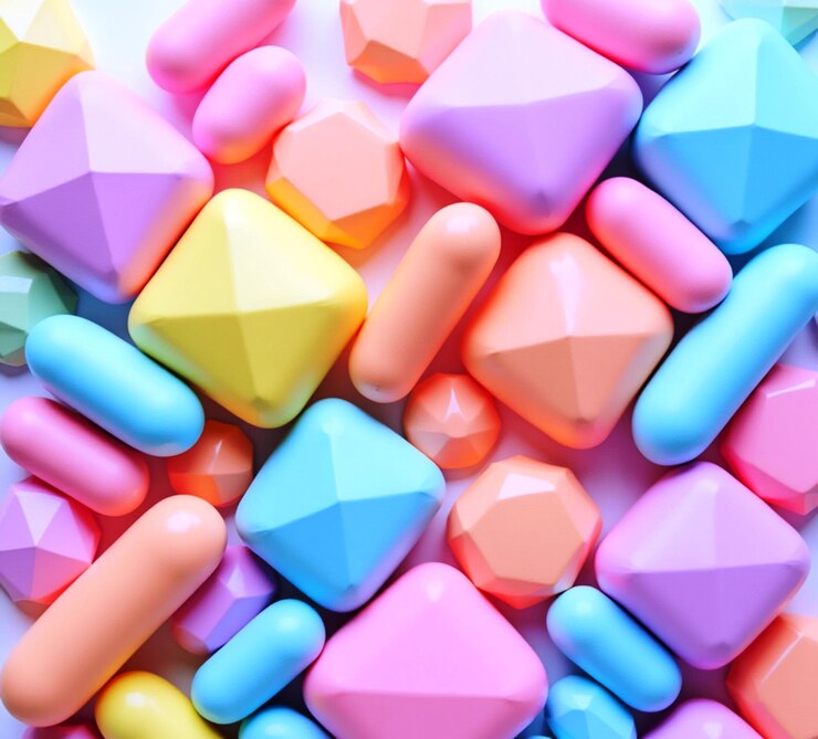 Un fondo colorido de diferentes formas en colores pastel