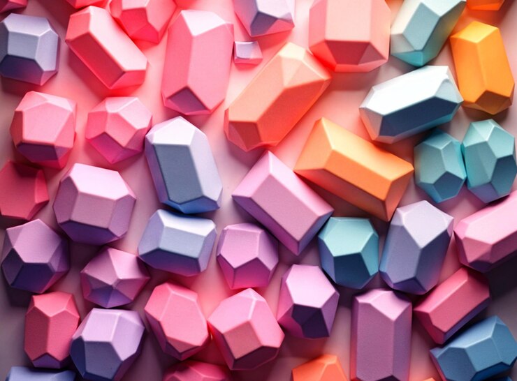 Un fondo colorido de diferentes formas en colores pastel