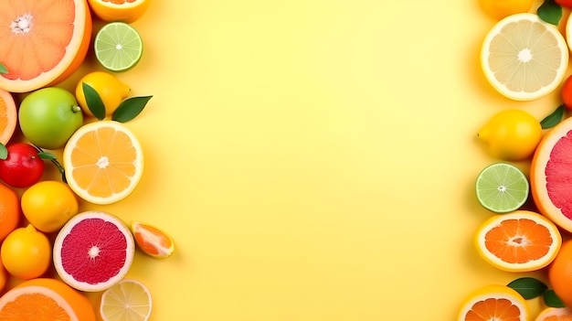 Foto un fondo colorido con diferentes frutas.