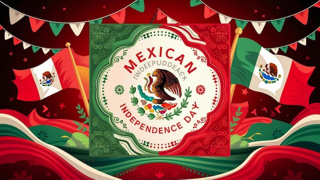 un fondo colorido con una etiqueta que dice día de la independencia de México