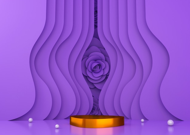 Fondo colorido de la exhibición del túnel para la presentación del producto, ilustración de la representación 3d.