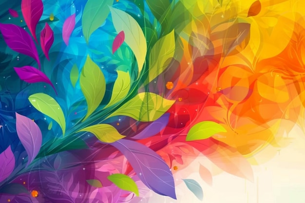 fondo colorido con flores y hojas Generar por ai