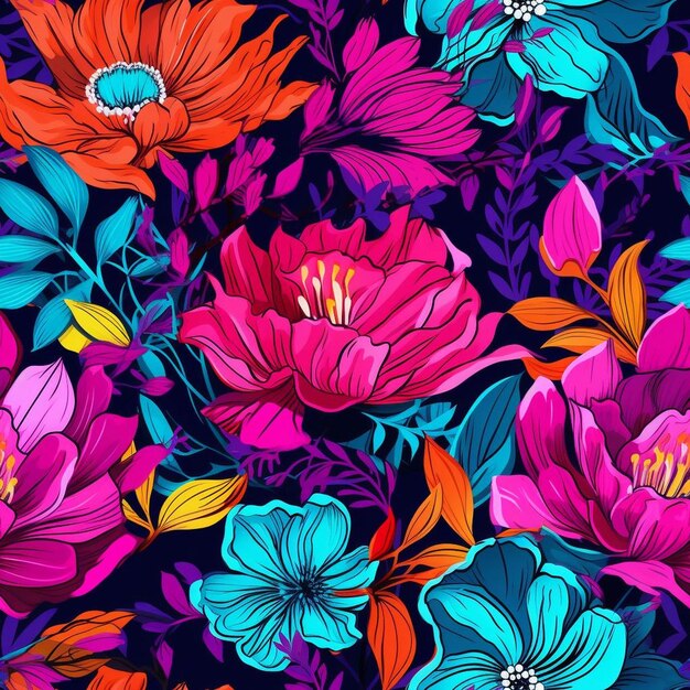 Foto un fondo colorido con flores y la palabra primavera.