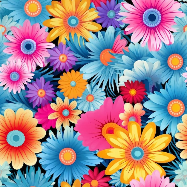 Un fondo colorido con flores y las palabras "primavera".