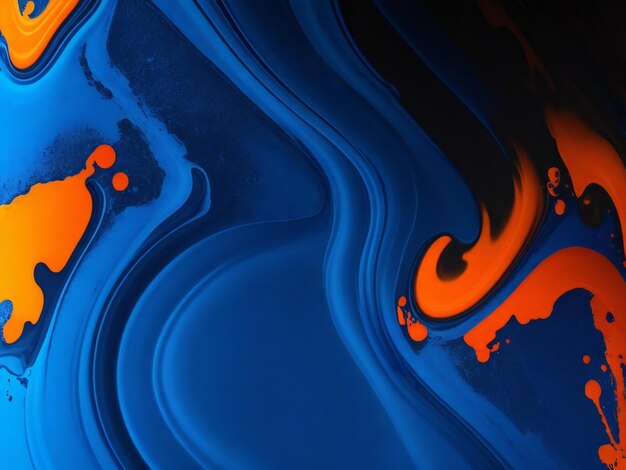 Un fondo colorido con un fondo negro y una pintura azul y naranja ai generado