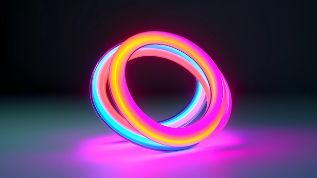 Fondo colorido con forma abstracta que brilla intensamente en líneas de neón con curvas de espectro ultravioleta