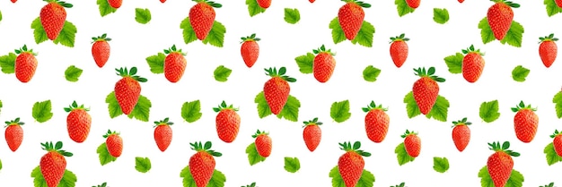 Fondo colorido de fresas sobre fondo blanco Banner plano de vista superior