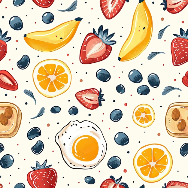 un fondo colorido con frutas y una imagen de frutas