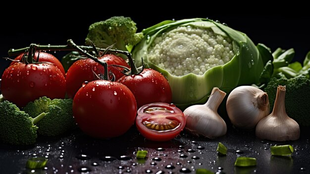 Fondo colorido de frutas y verduras