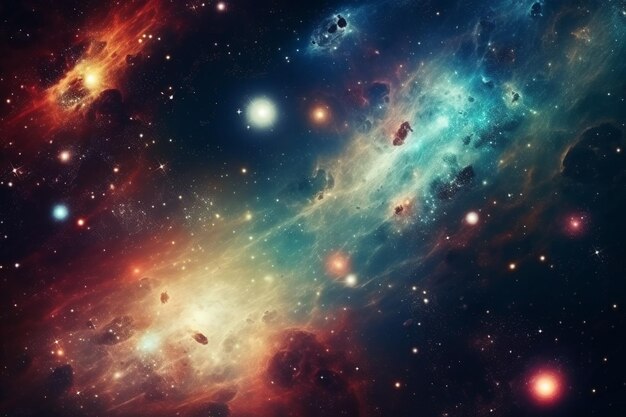 Foto un fondo colorido de una galaxia y las estrellas