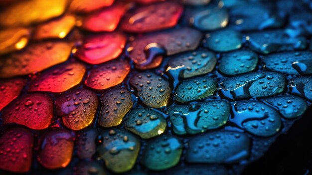 Un fondo colorido con gotas de agua