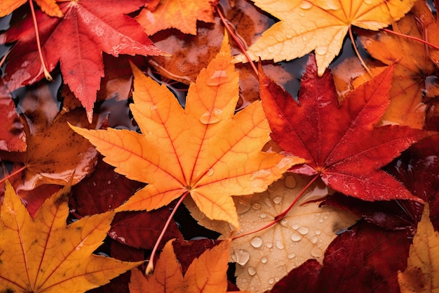 El fondo colorido de las hojas de arce de otoño el fondo de cerca