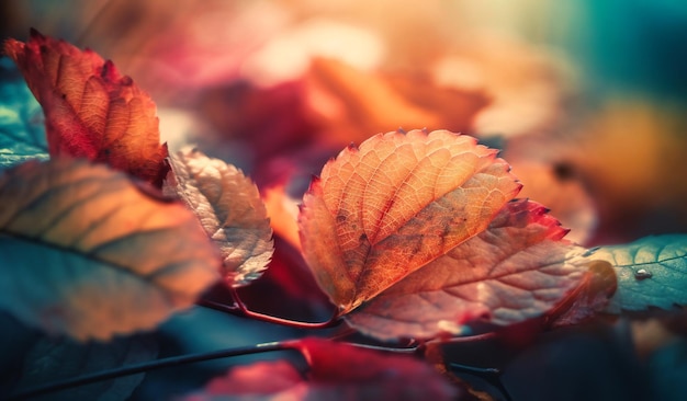 Fondo colorido con hojas de otoño caídas
