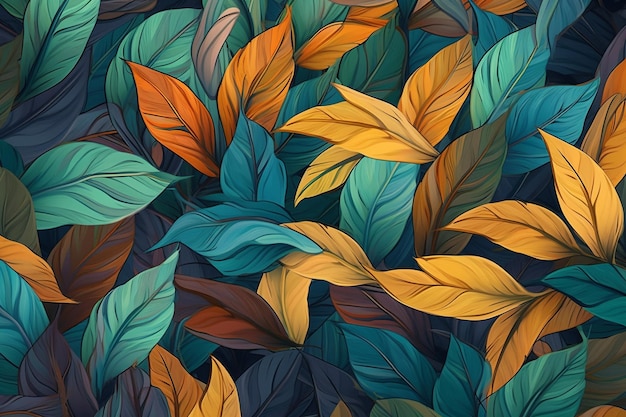 Un fondo colorido con hojas y las palabras "otoño" en él.
