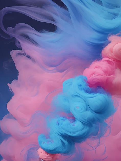 Un fondo colorido con un humo azul y rosa