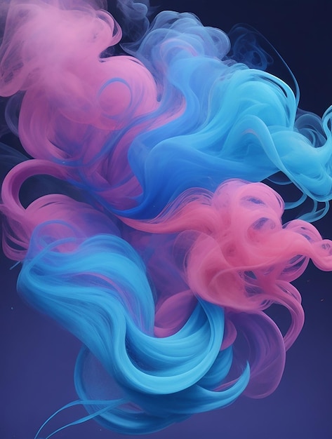 Un fondo colorido con un humo azul y rosa