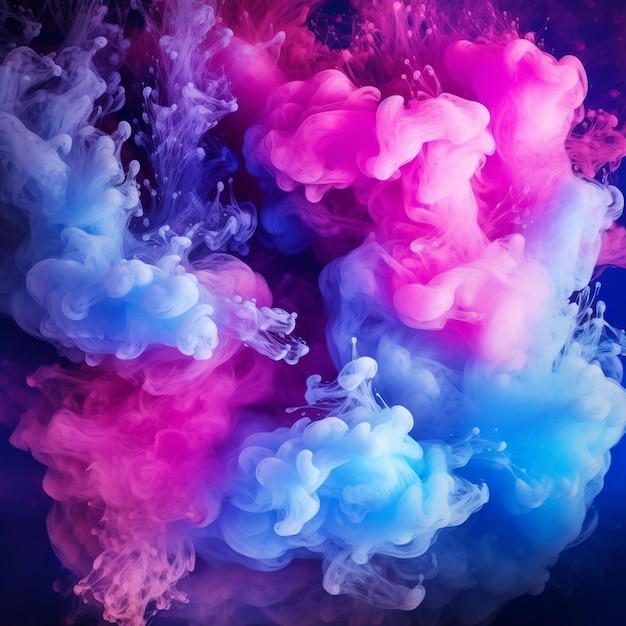 Un fondo colorido con un humo rosa y azul.