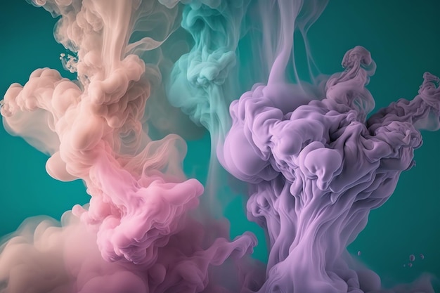 Un fondo colorido con humo rosa y azul.