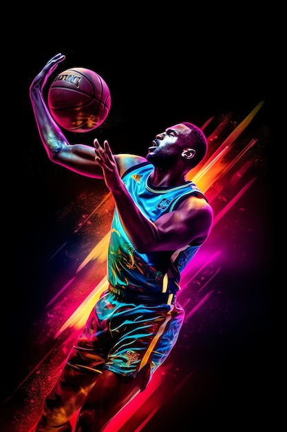 Fondo colorido de un jugador de baloncesto