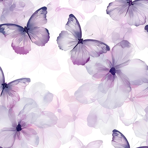 un fondo colorido con mariposas y flores