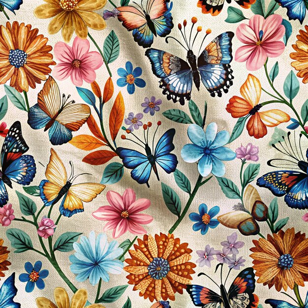 un fondo colorido con mariposas y mariposas