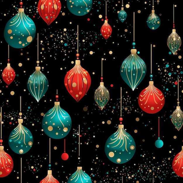 Un fondo colorido con un montón de bolas de Navidad.