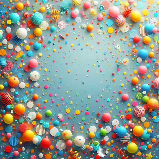 un fondo colorido con un montón de globos y un cielo azul