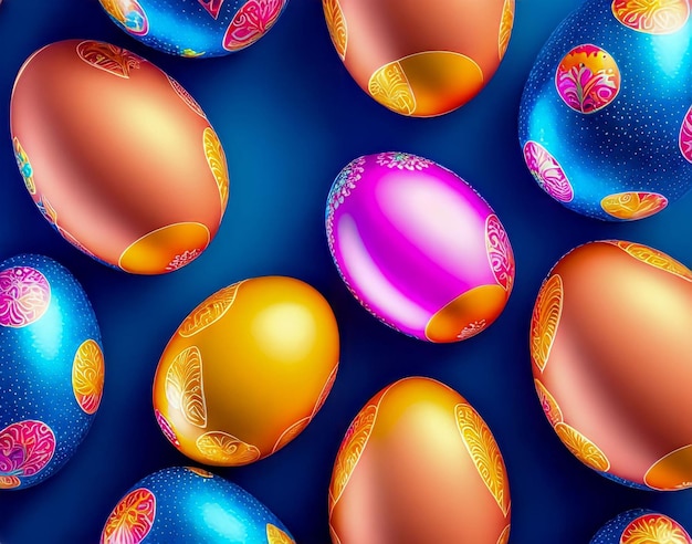 Un fondo colorido con un montón de huevos de pascua