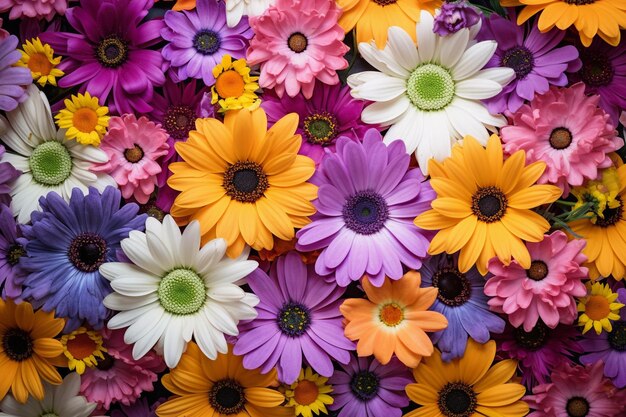 Un fondo colorido con muchas flores