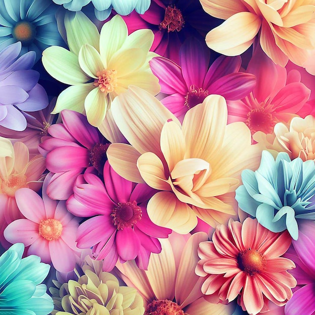 Un fondo colorido con muchas flores.