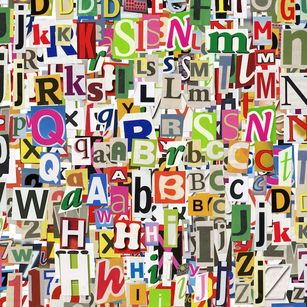 Foto un fondo colorido con muchas letras y letras como letras letras y letras