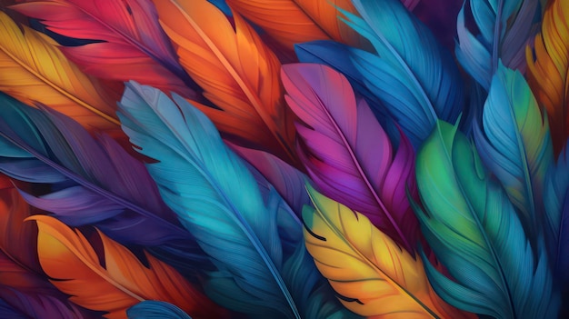 Foto un fondo colorido con muchas plumas