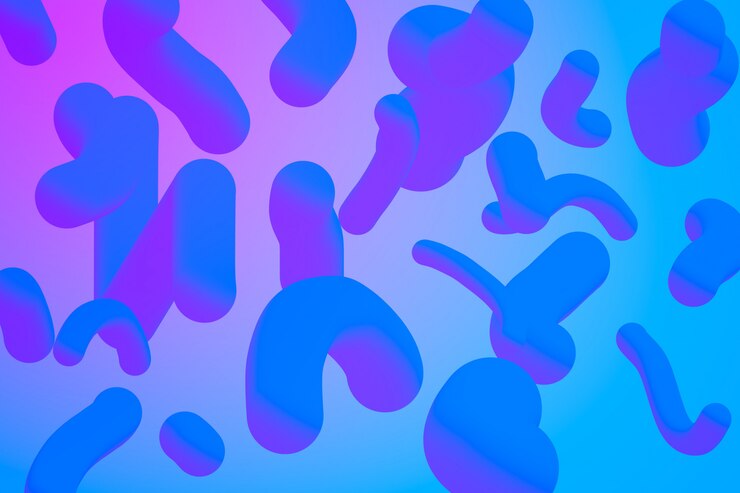 Foto fondo colorido neón azul y púrpura con figuras abstractas