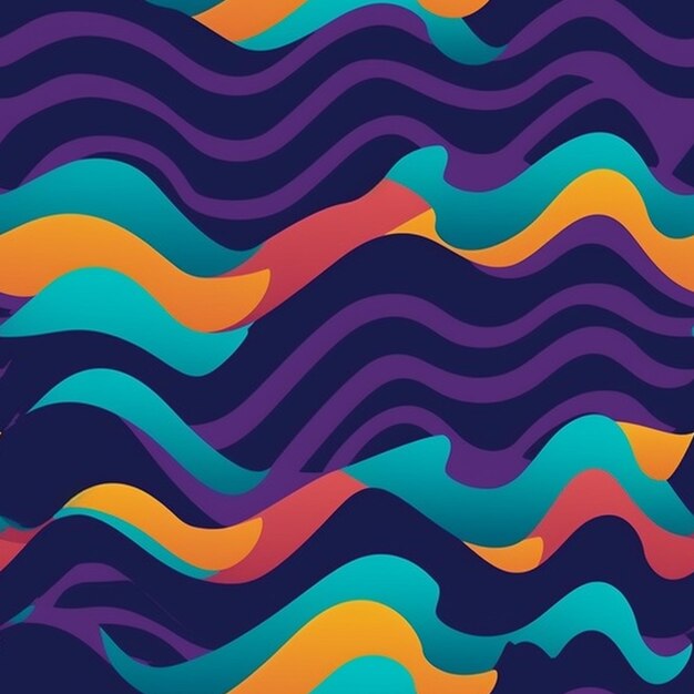 un fondo colorido con olas onduladas y un cielo azul generativo ai