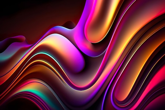 Fondo colorido de onda curva de neón IA generativa