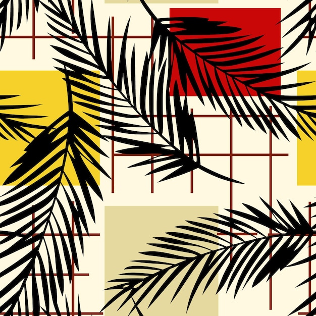 Foto un fondo colorido con palmeras y un cuadrado rojo