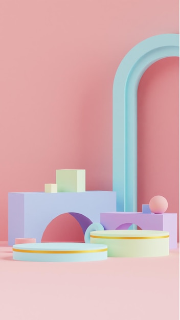 Foto fondo colorido pastel podio geométrico