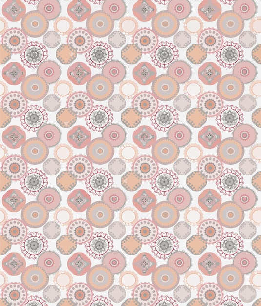 Un fondo colorido con un patrón de círculos y una flor rosa.
