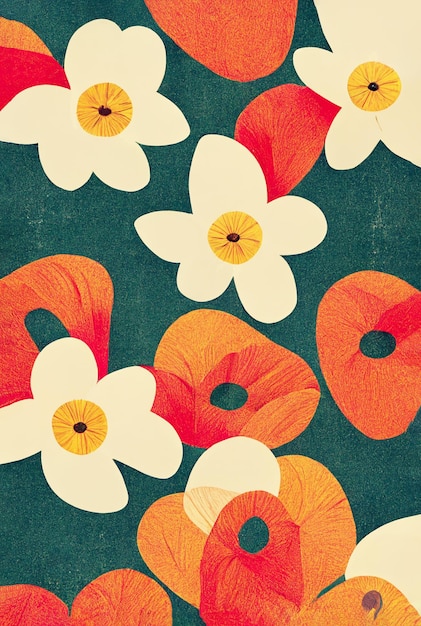 Fondo colorido patrón floral en estilo retro