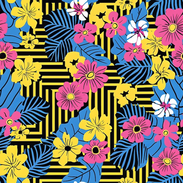 un fondo colorido con un patrón de flores coloridas