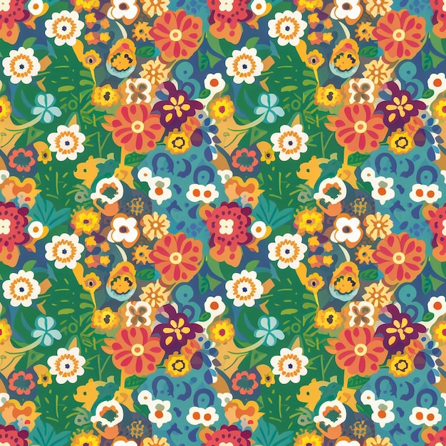 un fondo colorido con un patrón de flores y la palabra hola en el medio