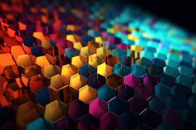 Un fondo colorido con un patrón hexagonal.