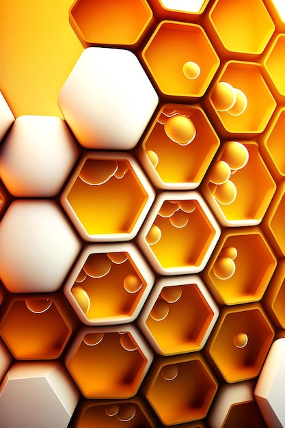 Un fondo colorido con un patrón de hexágonos blancos y las palabras la palabra abeja en él.