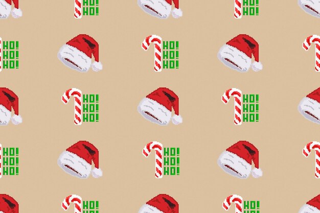 Fondo colorido del patrón navideño hecho con Pixel Art. Divertido fondo de pantalla de Navidad.